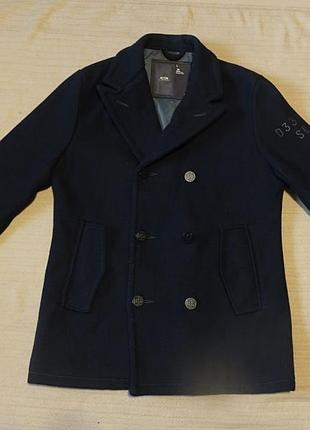 Темно-синий плотный шерстяной двубортный тренч g-star raw голландия l.