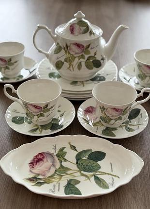 Вінтажний чайний сет roy kirkham, redouté roses