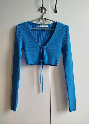 Zara (s) вкорочена кофта в рубчик
