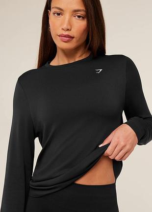 Чорна спортивна кофта лонгслів gymshark