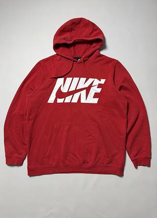 Красное худи nike с большим белым логотипом, размер xl