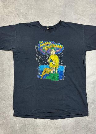 Вінтажна графічна футболка "the happy fisherman" гумор vintage