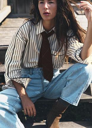 Сорочка жіноча смугаста з окантовкою zara new