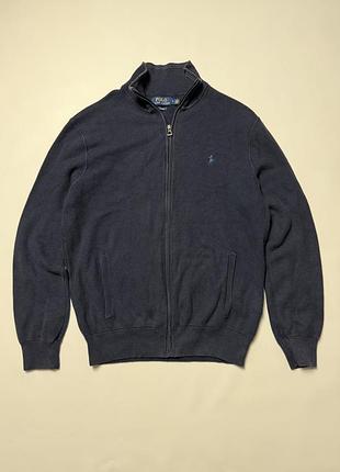 Темно-синяя вязаная кофта polo ralph lauren pima cotton на молнии, размер m