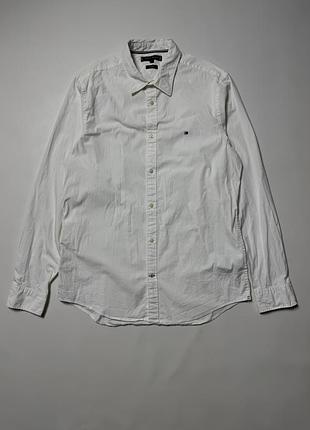 Біла чоловіча сорочка tommy hilfiger slim fit stretch, розмір xl