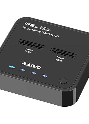 Док-станція для накопичувачів maiwo 2*nvme m.2 ssd key m/b+m usb 3.1 gen2 type-c (k3016p)
