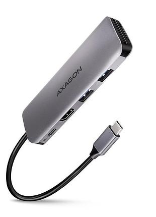 Концентратор axagon usb-c to 2xusba + hdmi + sd/microsd + usb-c pd 100w 0.2m grey (hmc-5)