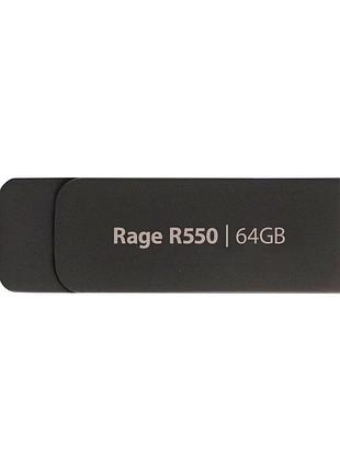 Usb флэш накопитель patriot 64gb rage r550 matte black usb/type-c 3.2 (pe64gr550dsad)