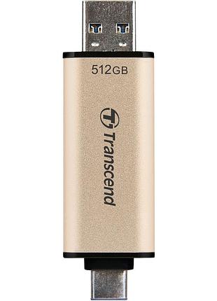 Usb флэш накопитель trancend 512gb jetflash 930c gold-black usb 3.2/type-c (ts512gjf930c)