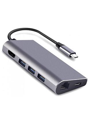 Концентратор dynamode usb3.1 type-c to hdmi, 3хusb3.0, rj45, usb type-c female, sd (dock-usb-typec-hdmi-usb3.0-rj45)
