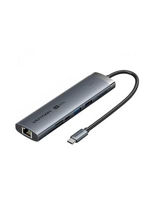 Концентратор vention usb-c 9-in-1 hdmi 60hz + 2xusb 3.0 + rj45 + sd/tf + 3.5mm + pd 100w (tgvhb)