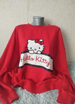 Світшот жіночий hello kitty червоний з принтом