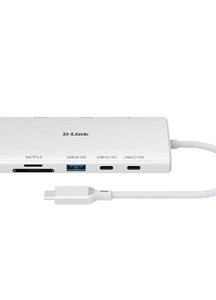Концентратор d-link usb-c 10-in-1 2xhdmi + 1xrj45 1000mbps + 2xusb-c + usb 3.1 + usb 3.0 + sd + tf silver (dup-a01)
