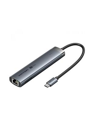 Концентратор vention usb-c 6-in-1 hdmi + 2xusb 3.0 + rj45 + pd 100w (tgnhb)