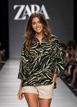 Блуза жіноча zara з принтом, розмір m, поліестер