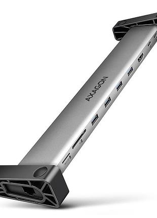 Концентратор axagon usb-c 9-in-1 4xusb 3.2 + 2xusb-c + hdmi + sd/tf + rj45 1000mbps + pd 100w black/gray (hmc-10hls)