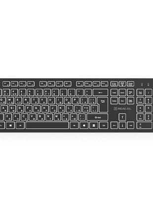 Клавиатура real-el rk-725w wireless/bluetooth black (el123100061)