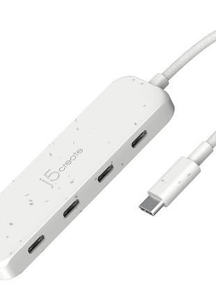 Концентратор j5create usb-c to 4xusb-c 3.2 10gbps white (jch345ew-n)