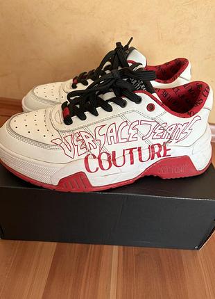 Кросівки чоловічі versace jeans couture білі з червоним