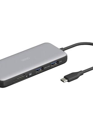 Порт-реппликатор digitus usb-c > 2xhdmi/2xusb-a/usb-c/sd/microsd/rj54 (da-70915)