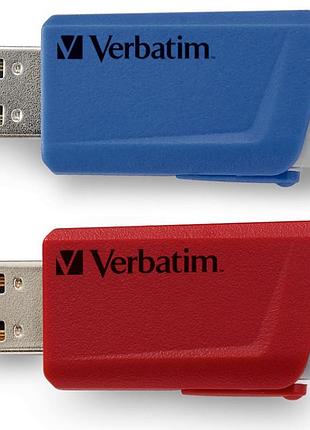 Usb флеш накопичувач verbatim 2x32gb store 'n' click red/blue usb 3.2 (49308)