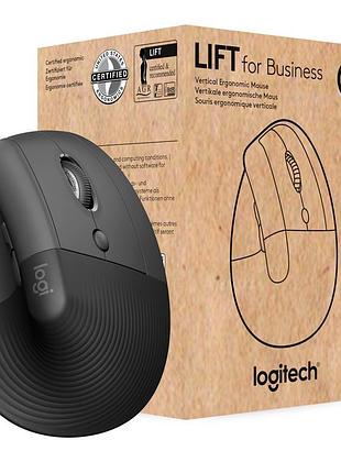 Мишка logitech lift vertical ergonomic wireless/bluetooth for business graphite (910-006494)
