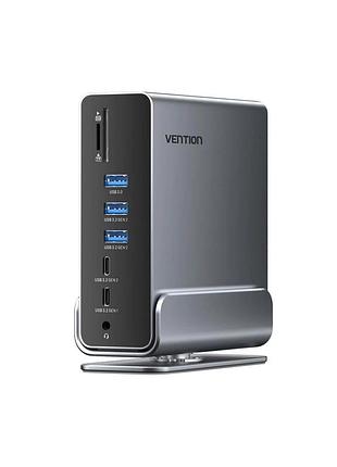 Концентратор vention usb-c 15-in-1 2xhdmi + displayport + rj45 + sd/tf + 3.5mm gray (tpuh0)