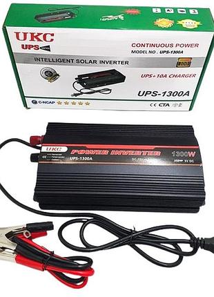Преобразователь напряжения инвертор ukc ups-1300a 1300w 12v-220v модифицированная синусоида dc-ac черный