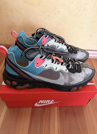 Кросівки чоловічі nike react element 55 сірі з синім