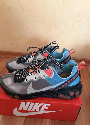 Кросівки чоловічі nike react element 55 сірі з синім 3