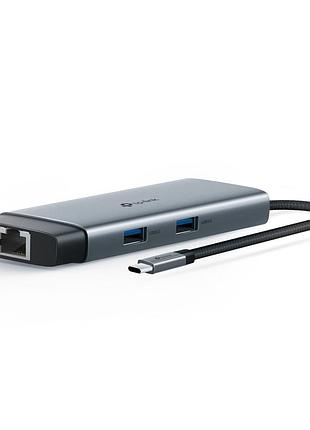 Концентратор tp-link usb 3.0 6-in-1 2xusb 3.0 + 1xusb-c + 1xhdmi + 1xrj45 + pd 100w (uh6120c)