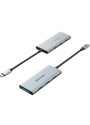 Концентратор vention usb 3.1 type-c to hdmi/usb 3.0x3/sd/tf/pd 100w 7-in-1 (tophb)