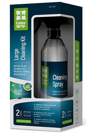 Спрей для очищення colorway cleaning kit, large, oled/led/lcd/tft, 550ml, microfibre*2 (cw-5500)