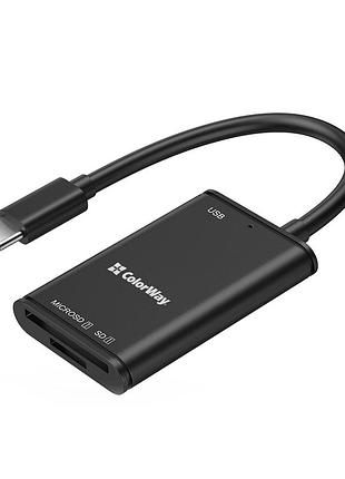 Считыватель флэш-карт colorway usb-c to usb 3.0/sd/microsd (cw-cr-02)
