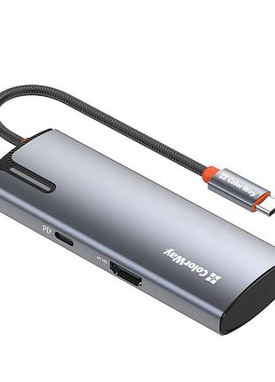 Порт-реплікатор colorway docking station usb-c 5-в-1 type c pd 100w/usb3.0х3/hdmi 4к (cw-hub01)