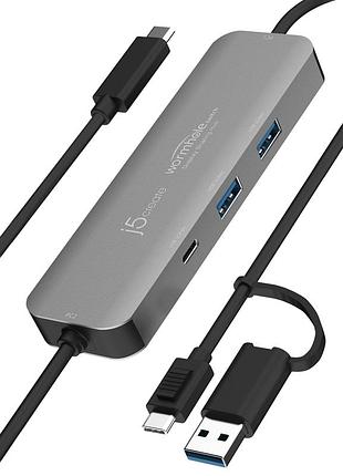 Концентратор j5create usb-c + usb a to 2xusb + usb-c switch hub (jch462-n)