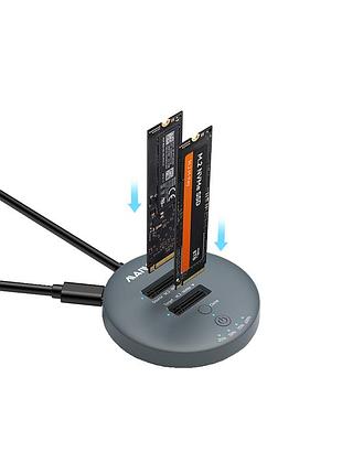 Док-станция для накопителей maiwo 2*nvme m.2 ssd to usb3.2 gen2 usb-c 10gbps (k3026p2 grey)