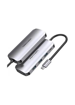 Концентратор vention usb 3.1 type-c to hdm/usb 3.0х3//pd 100w 5-in-1 (thfhb)