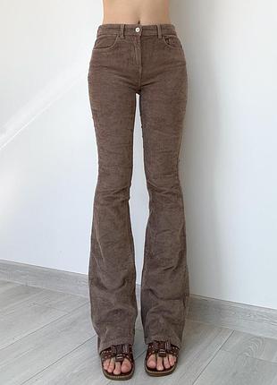 Джинсы 38 m only вельветовые коричневые высокая талия посадка клёш flared bootcut ретро винтаж vintage y2k