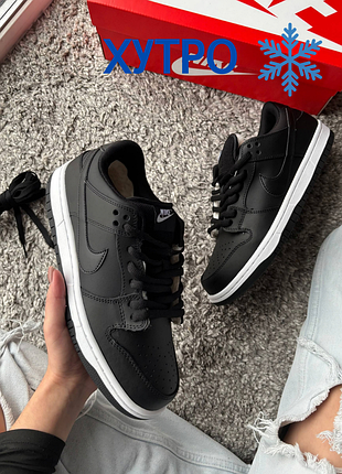 ❄️ зимові кросівки nike dunk low black white хутро