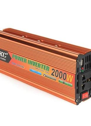 Автомобильный инвертор 2000w 12v-220v ukc, преобразователь напряжения с usb, мощный авто преобразователь для техники