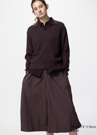 Джемпер жіночий uniqlo washable knit polo jumper бордовий розмір m