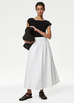 Белая хлопковая юбка от marks &amp; spencer, батал