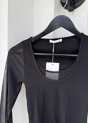 Zara чорний напівпрозорий лонгслів / топ