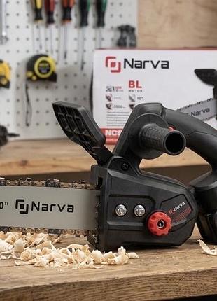 Акумуляторна міні-пила narva ncs-21-12 bl (безщіткова, 21v, 2 акб по 4.0ah, шина 12")