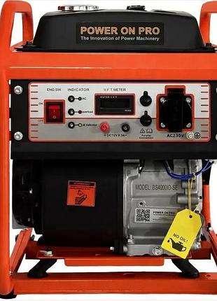 Инверторный бензиновый генератор 3.5 квт power on pro model bs4000 io-se