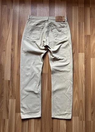 Бежеві вінтажні джинси levi’s 501 (made in usa, w34 / за замірами напівобхват талії 41)