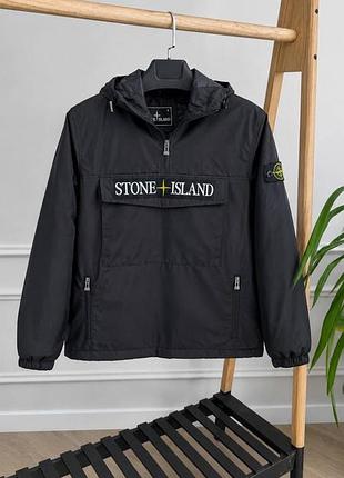 Чоловічий анорак stone island в чорному кольорі