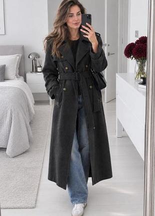 Top shop пальто тренч з вовни в  кольорі хакі мілітарі стиль розмір s m