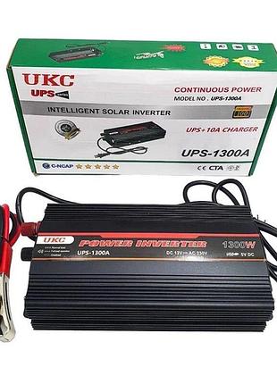 Перетворювач напруги, інвертор ups-1300a ukc з функцією підзарядки inverter 12v-220v, 1300 вт